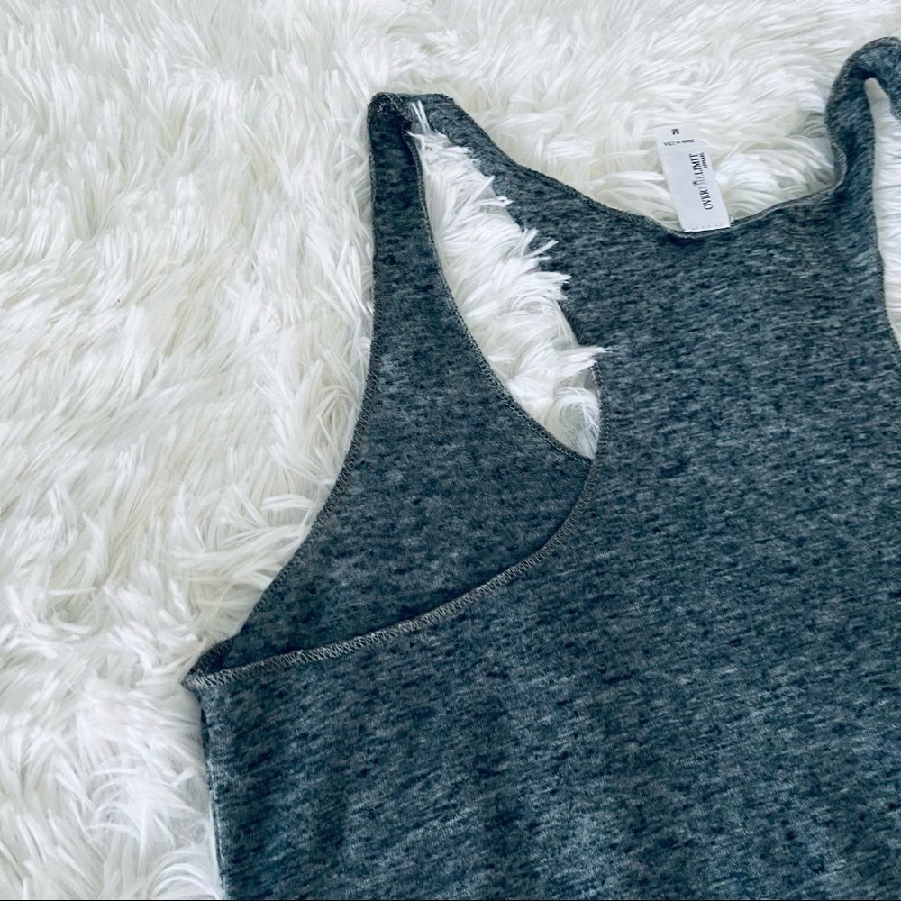 NWOT Over the Limit Gray Racerback Tank Top - Picture 10 of 13